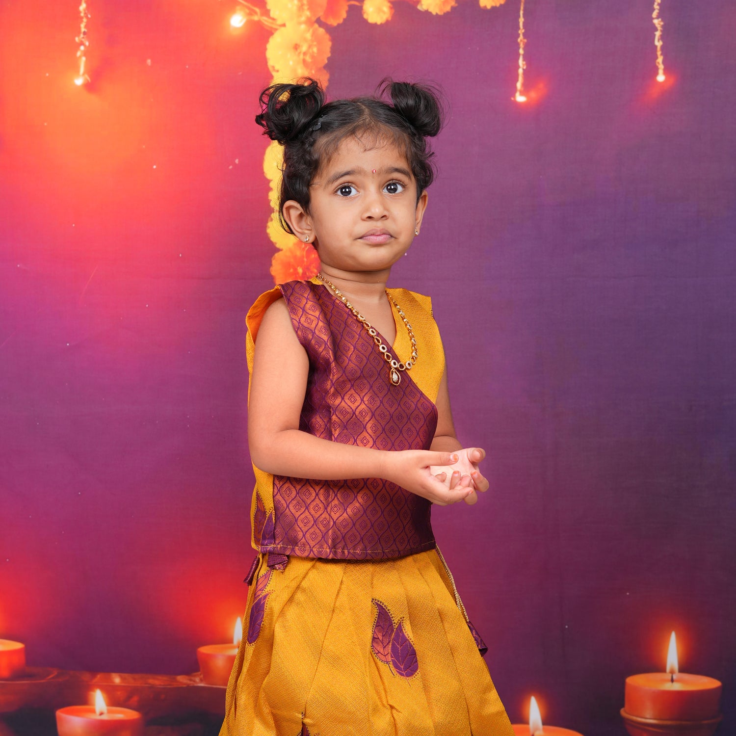 Maroon and Mustard Yellow Traditional Lehenga Set for Girls  Elegant Festive Wear Boon Babies