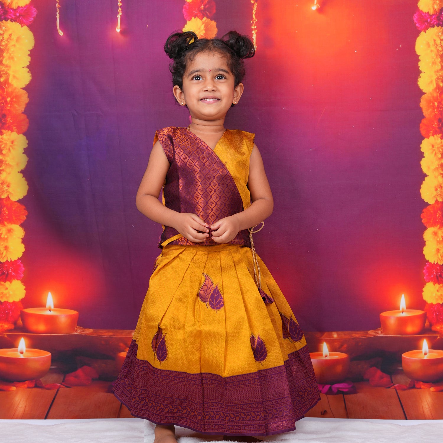 Maroon and Mustard Yellow Traditional Lehenga Set for Girls  Elegant Festive Wear Boon Babies
