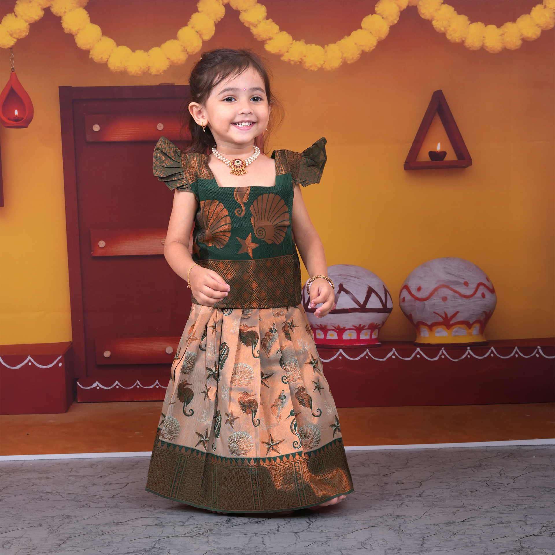 Designer Kids Pattu Pavadai Lehenga Ethnic Boon Babies