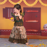 Elegant Green and Gold Ethnic Pattu Pavadai Set for Girls Boon Babies