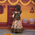 Elegant Green and Gold Ethnic Pattu Pavadai Set for Girls Boon Babies