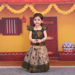 Elegant Green and Gold Ethnic Pattu Pavadai Set for Girls Boon Babies