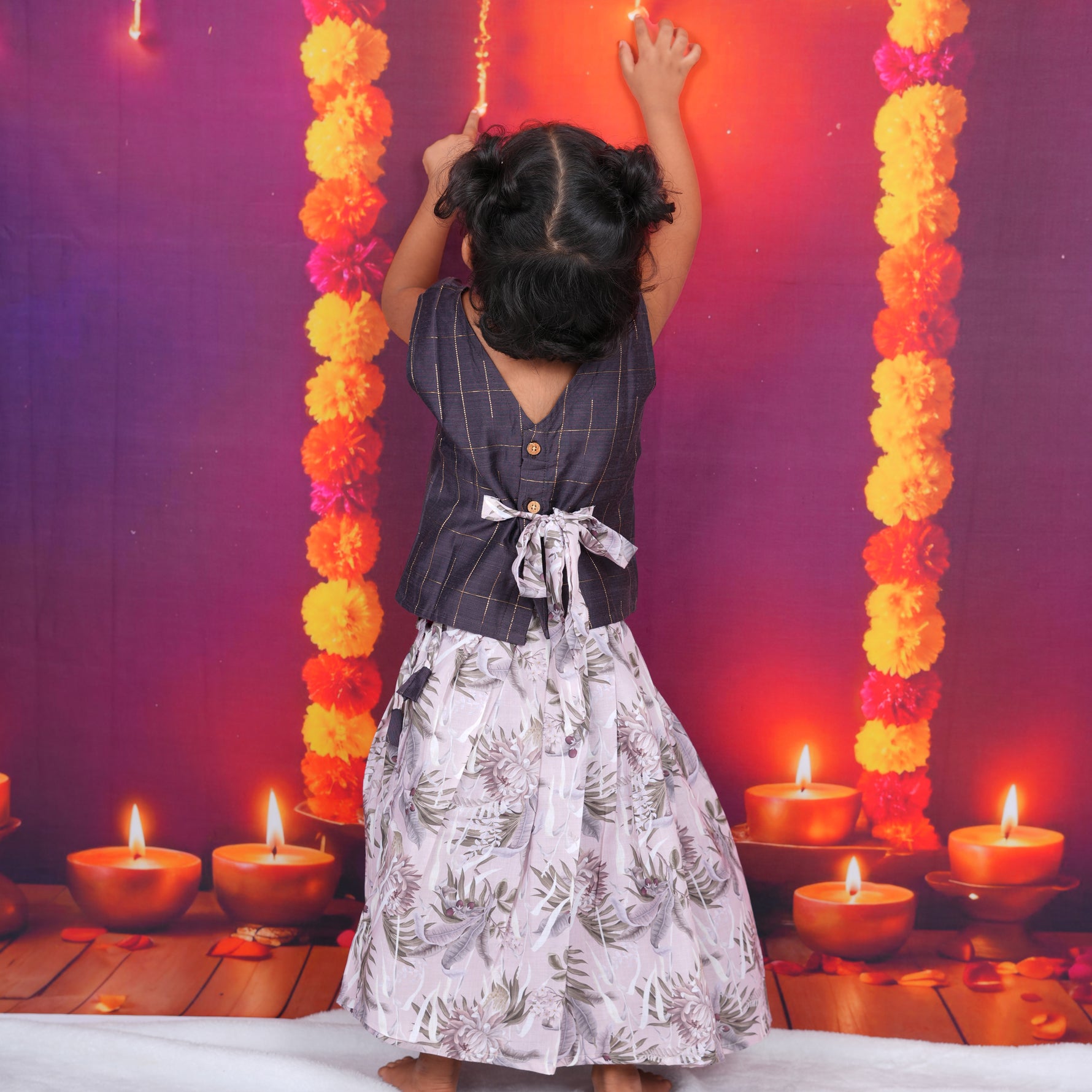 Grey Top with Pastel Floral Skirt Boon Babies