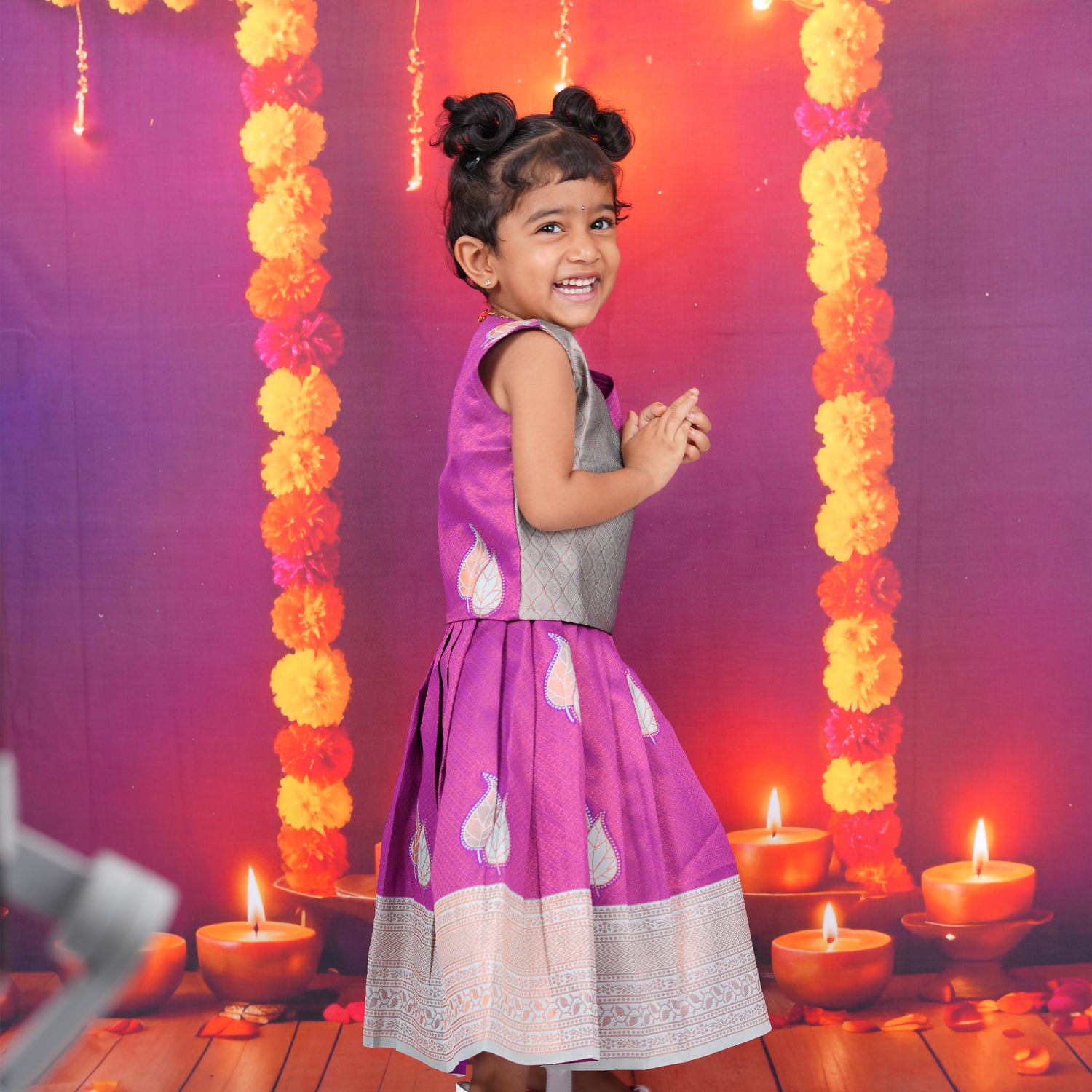 Silver-Grey and Purple Lehenga Set for Girls Boon Babies