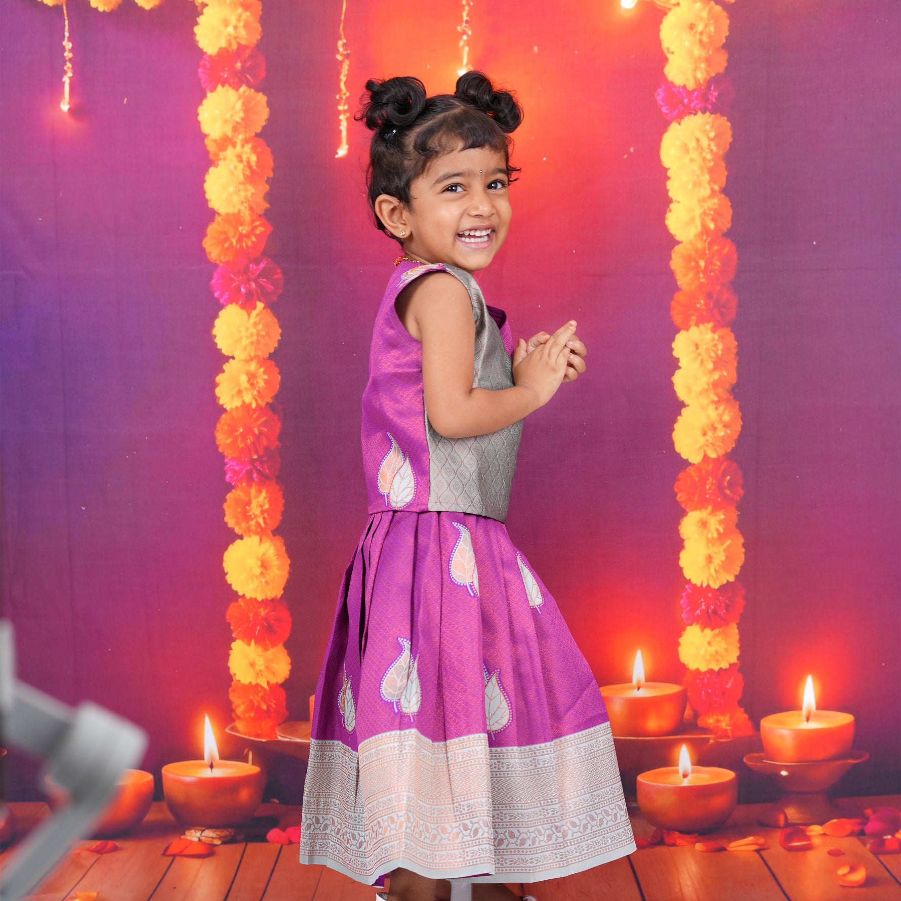 Silver-Grey and Purple Lehenga Set for Girls Boon Babies
