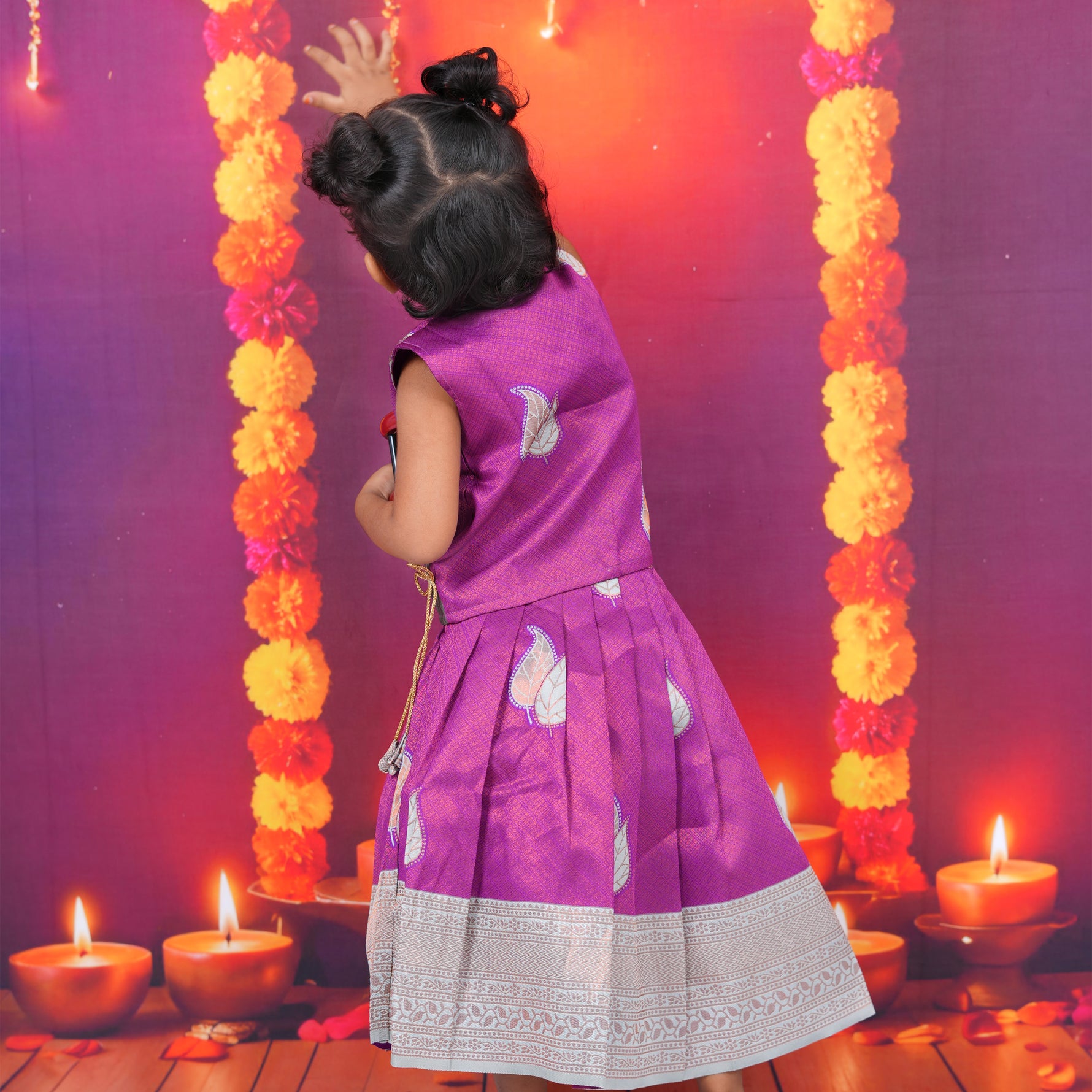 Silver-Grey and Purple Lehenga Set for Girls Boon Babies