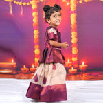 Maroon and Beige Brocade Lehenga Set for Girls Boon Babies