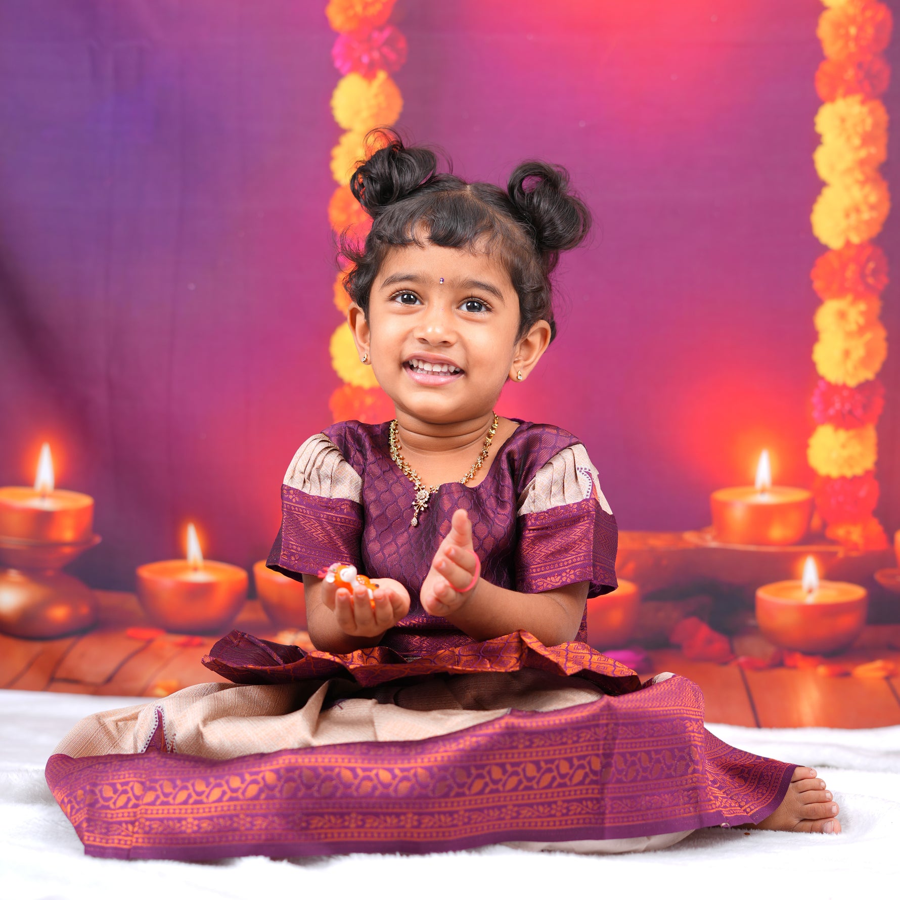 Maroon and Beige Brocade Lehenga Set for Girls Boon Babies