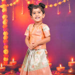 Orange and Cream Brocade Lehenga Set for Girls Boon Babies