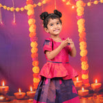 Magenta and Navy Blue Brocade Lehenga Set for Girls Boon Babies