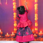 Magenta and Navy Blue Brocade Lehenga Set for Girls Boon Babies