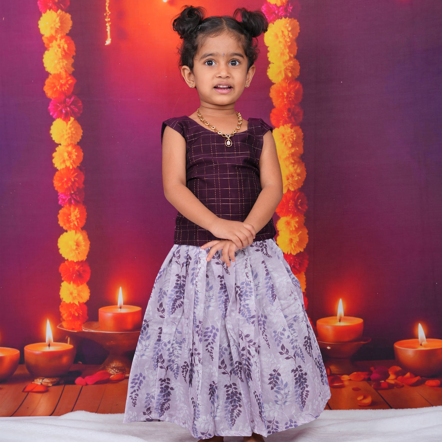 Purple Top with Lavender Floral Skirt Boon Babies