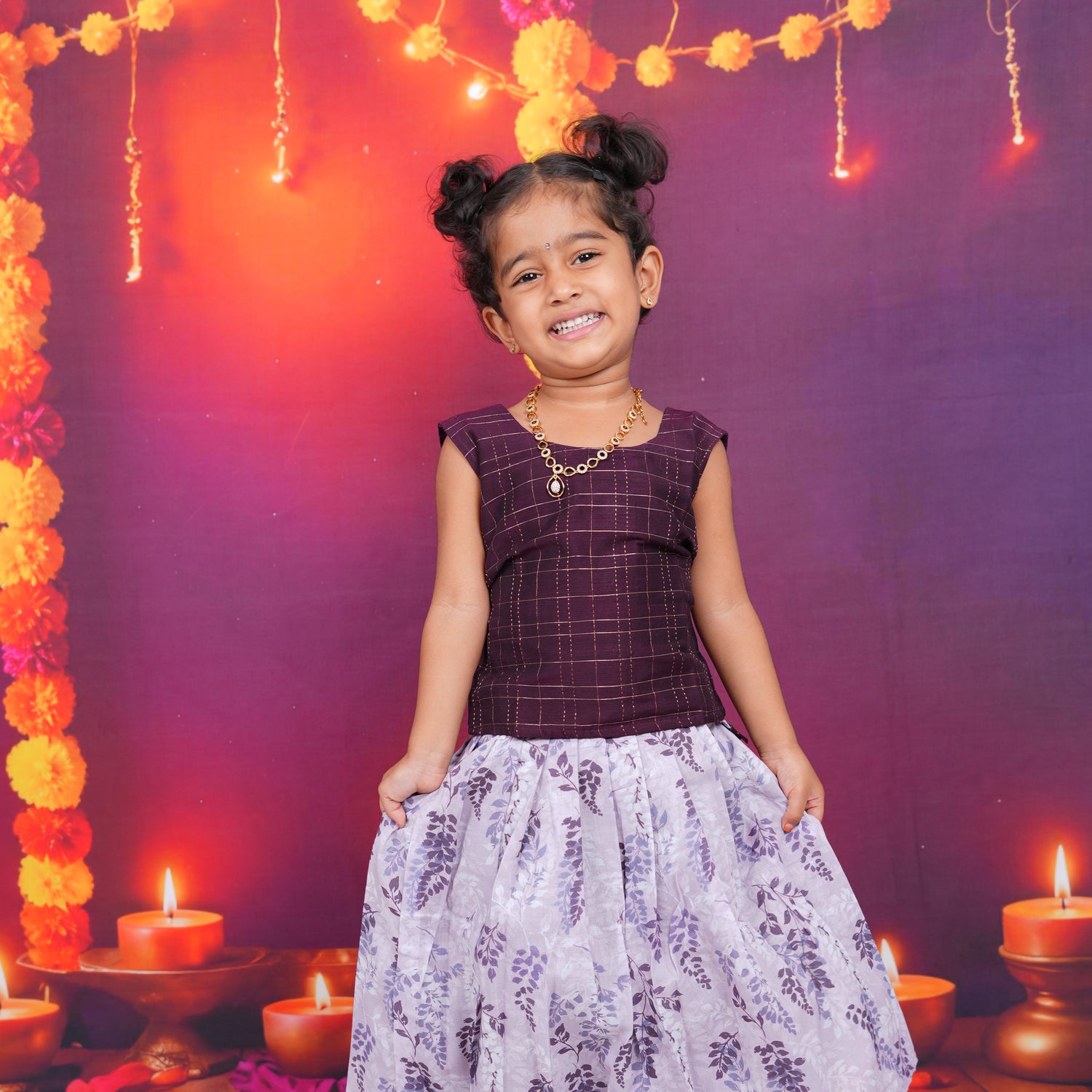 Purple Top with Lavender Floral Skirt Boon Babies