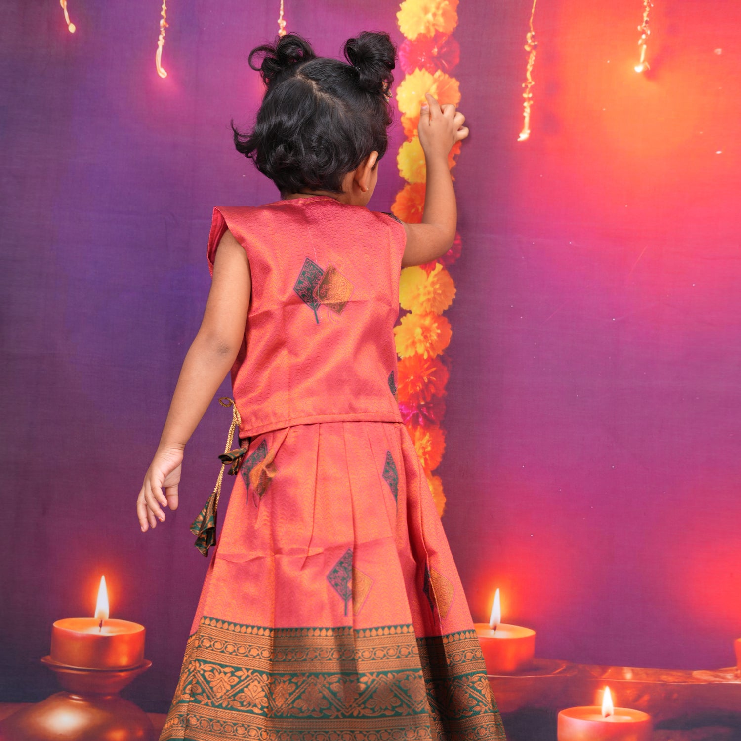 Red and Green Traditional Lehenga Set for Girls Boon Babies