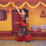 Red and Grey Traditional Lehenga Set for Girls Boon Babies