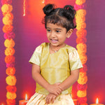 Mustard Yellow and Cream Brocade Lehenga Set for Girls Boon Babies