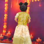 Mustard Yellow and Cream Brocade Lehenga Set for Girls Boon Babies