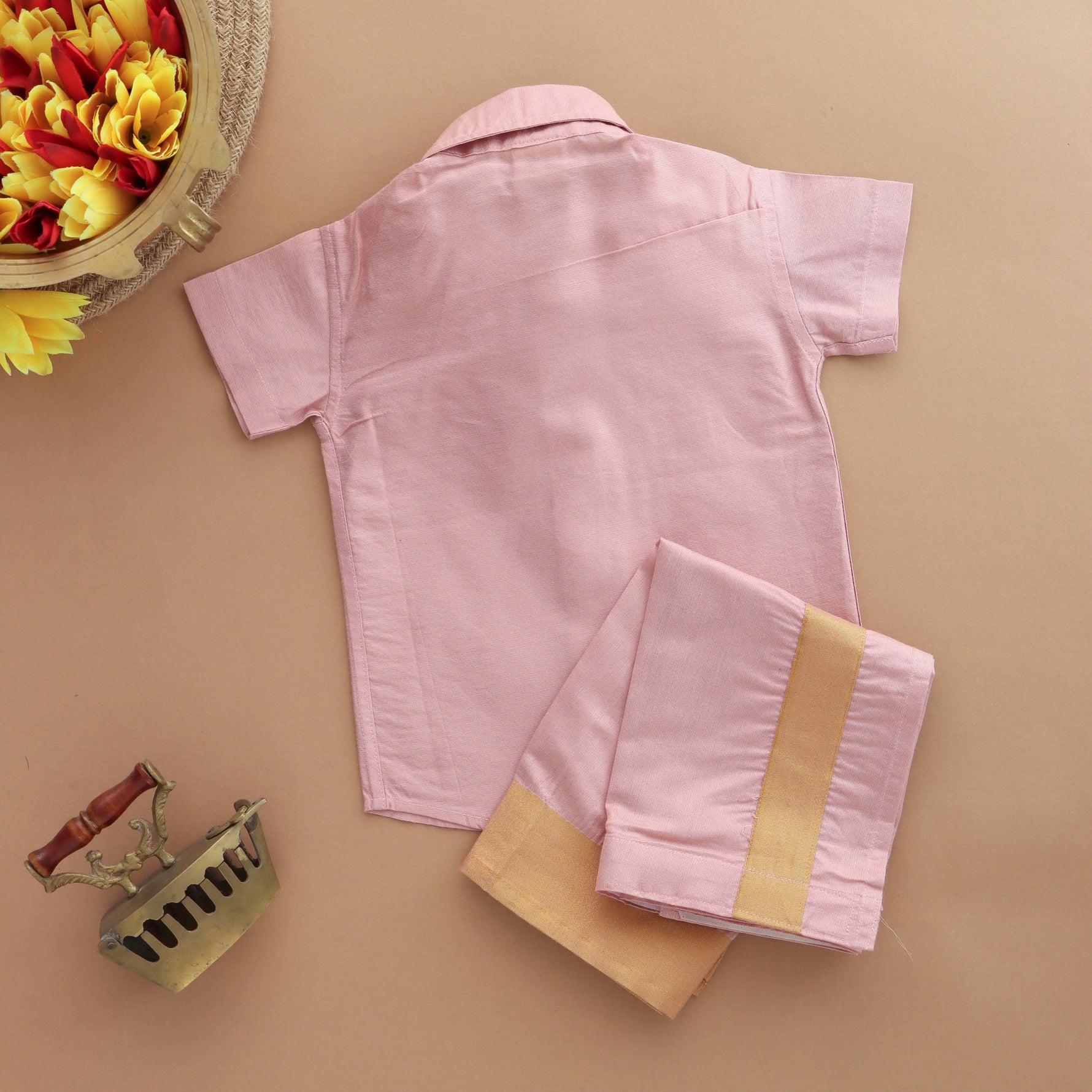 Pink Delight: Boys Ethnic Shirt and Dhoti Ensemble Boon Babies