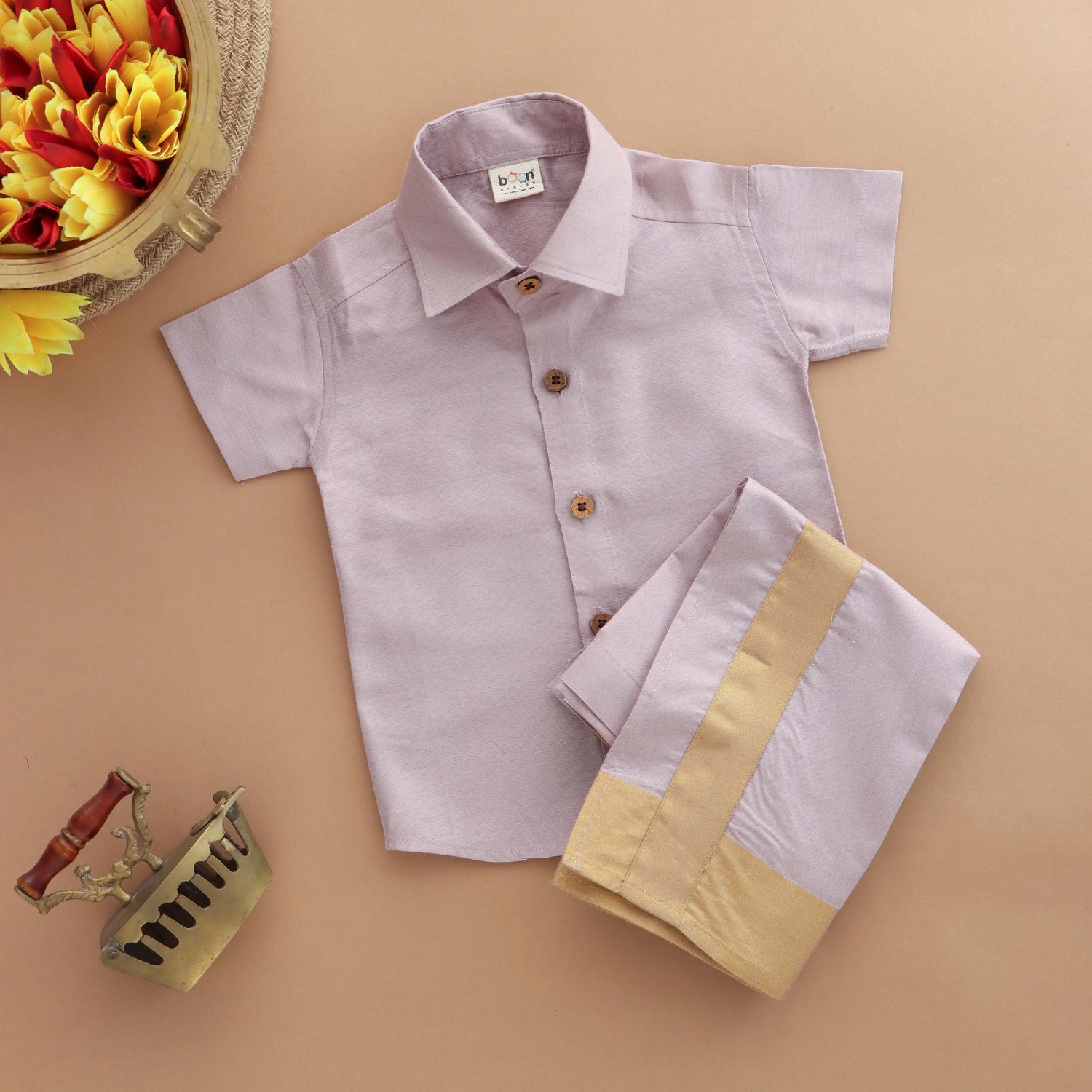 Royal Lilac: Boys Traditional Shirt and Dhoti Set Boon Babies