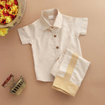 Golden Aura: Elegant Boys Shirt and Dhoti Ensemble Boon Babies
