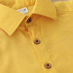 Bright Aura: Boys Ethnic Dhoti and Shirt Set in Glowing Yellow Boon Babies