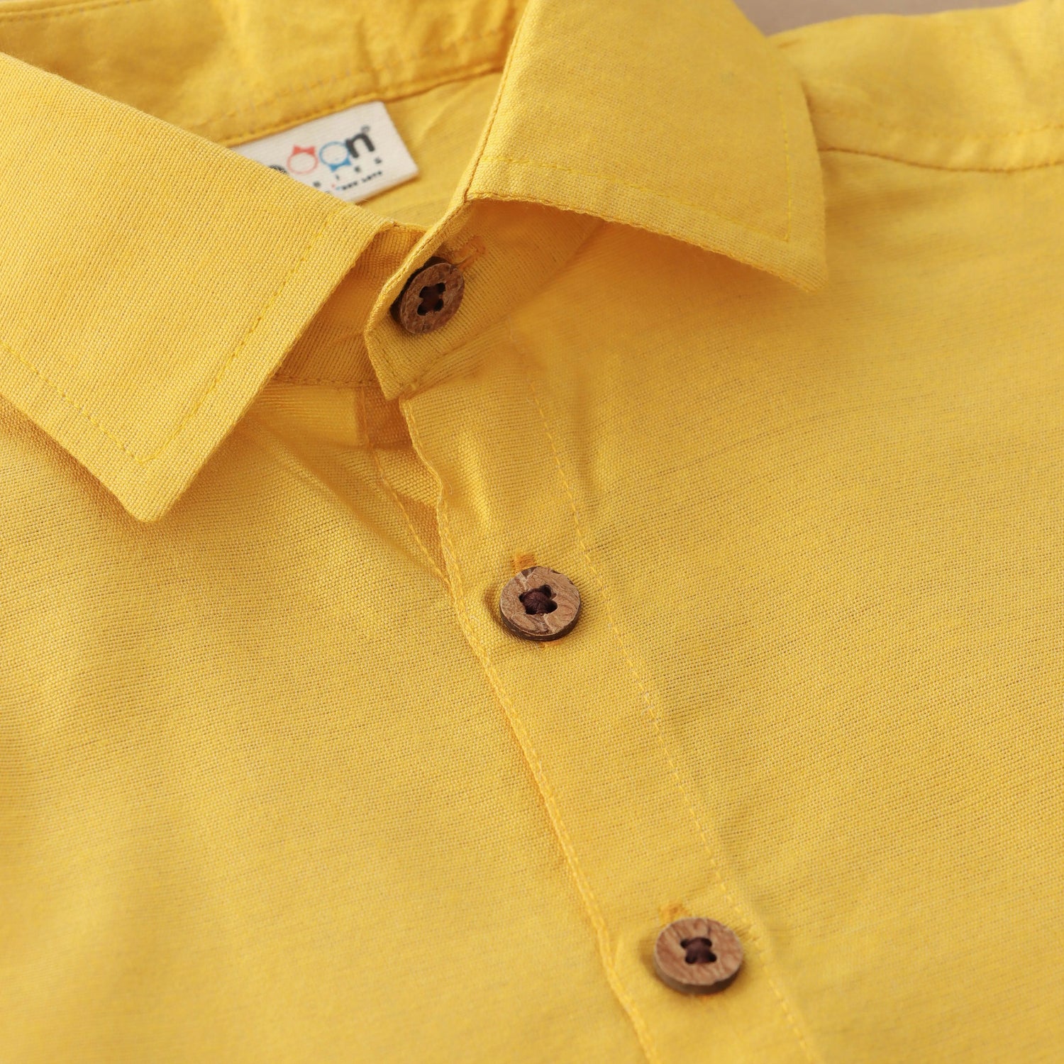 Bright Aura: Boys Ethnic Dhoti and Shirt Set in Glowing Yellow Boon Babies