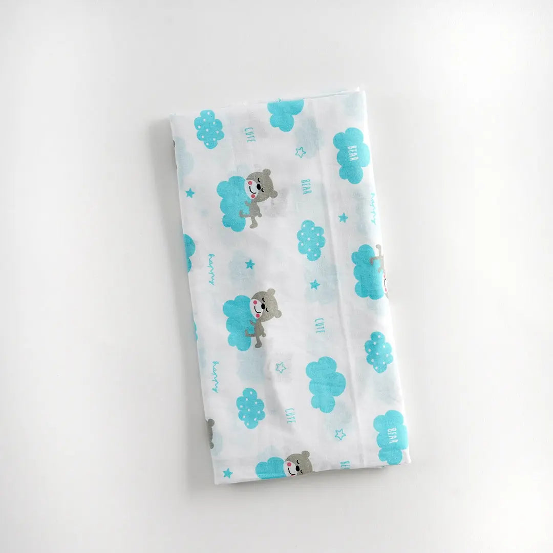 Boon Babies printed feeding apron for mothers, featuring teddy bear design in cotton for comfortable breastfeeding.