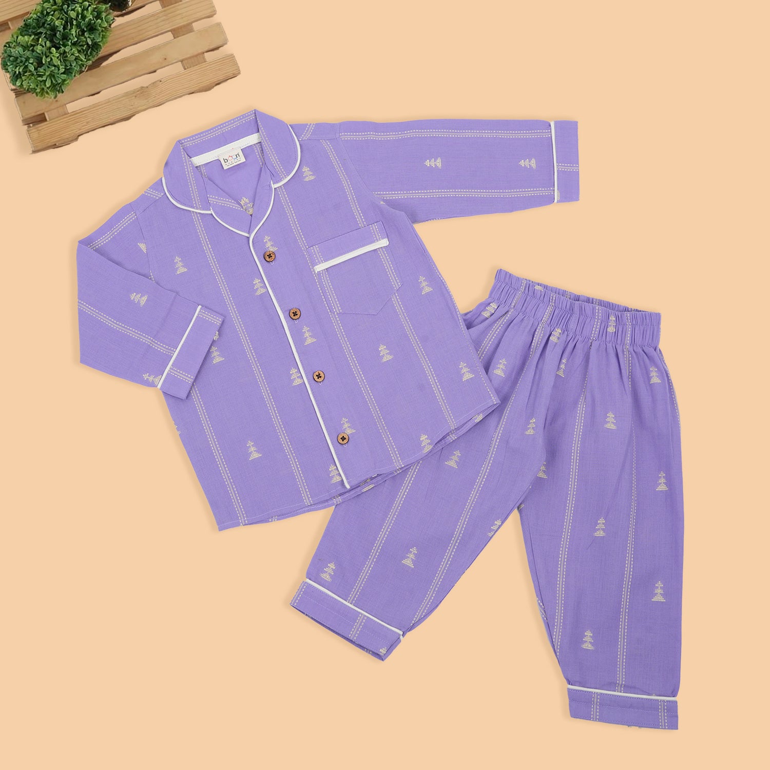 Soft & Stylish Lavender Cotton Girls' Nightwear Set
