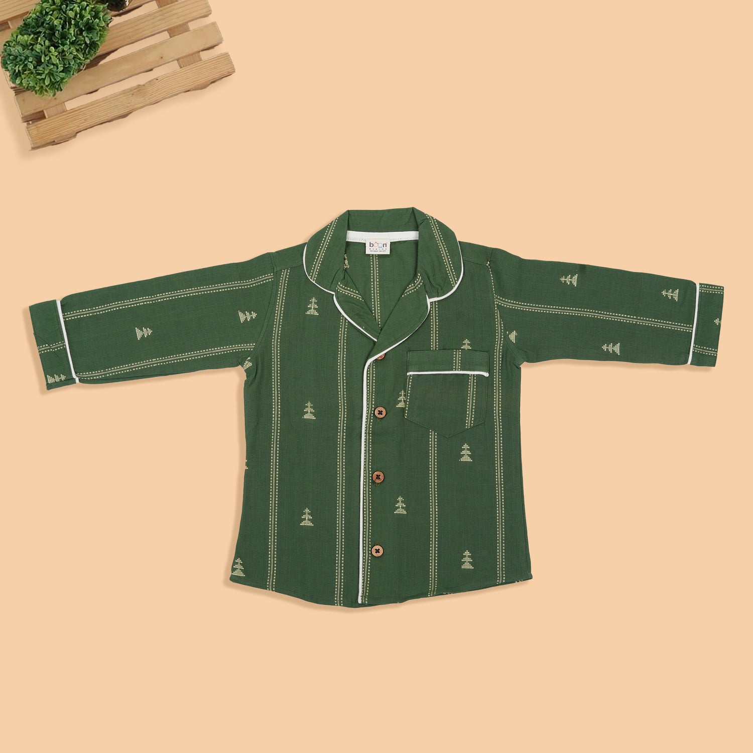 Elegant Green Cotton Girls' Nightwear – Soft & Cozy