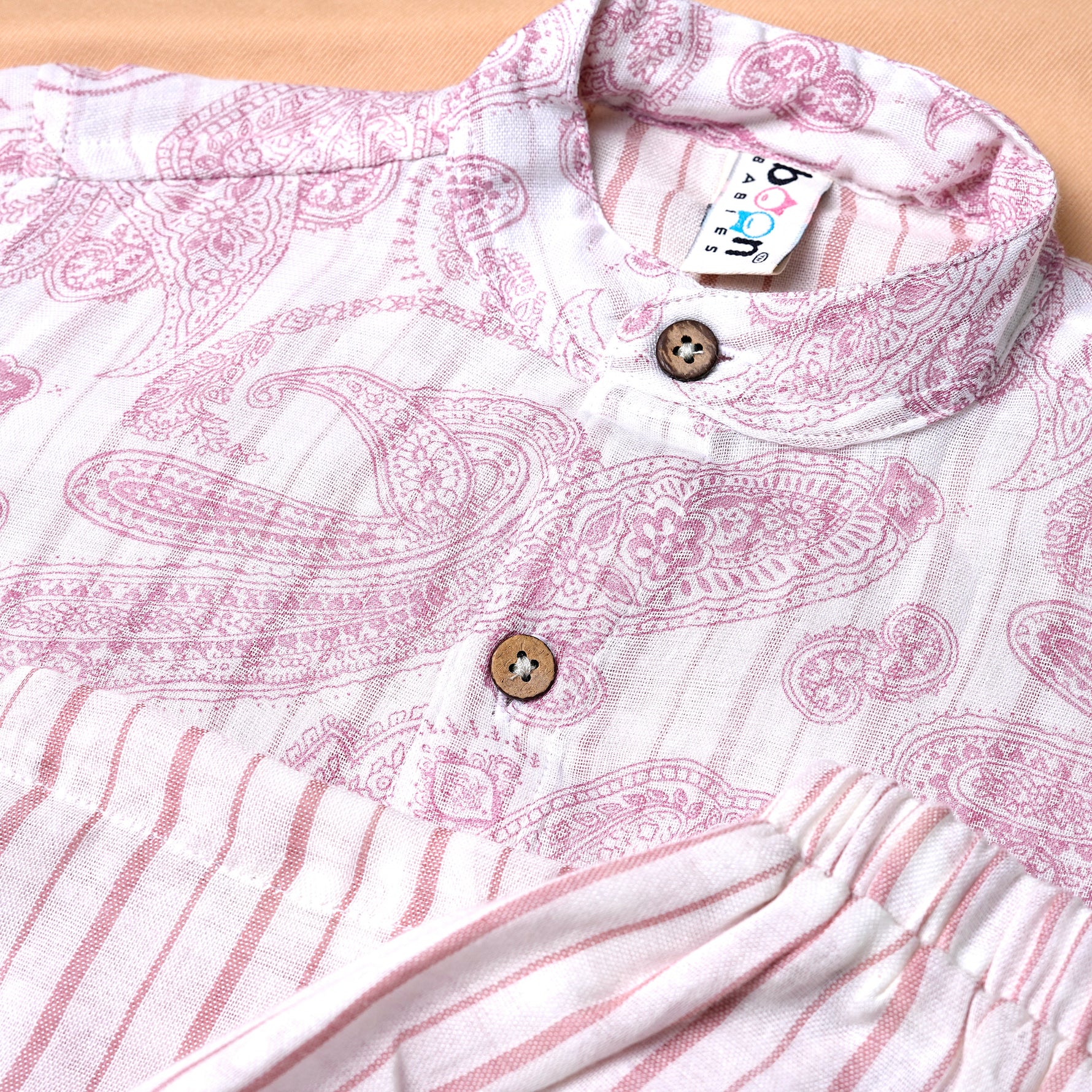 Stylish Paisley Print Shirt and Striped Pants Set Boon Babies