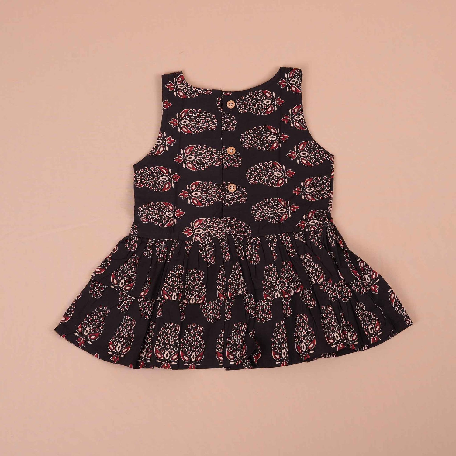 Elegant Black Floral Paisley Cotton Girls CO-ORD SET – Comfortable & Trendy Boon Babies
