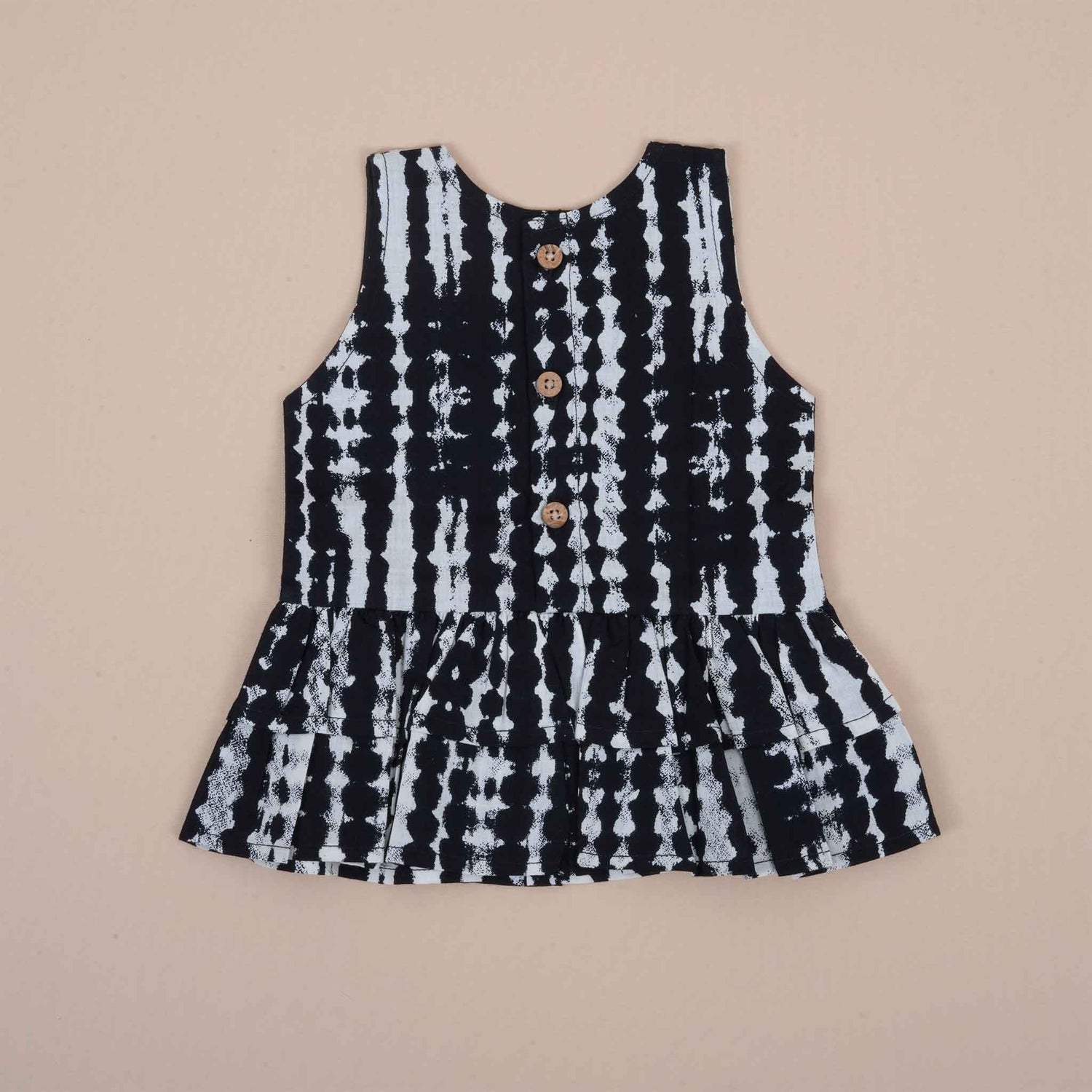 Stylish Black & White Tie-Dye Girls Co-ord Set with Pant – Silk Shine Edition