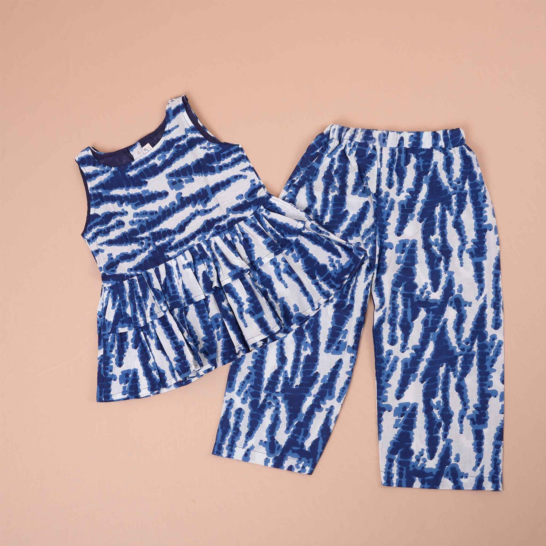 Trendy Blue Tie-Dye Cotton Girls CO-ORD SET – Stylish & Comfortable Boon Babies
