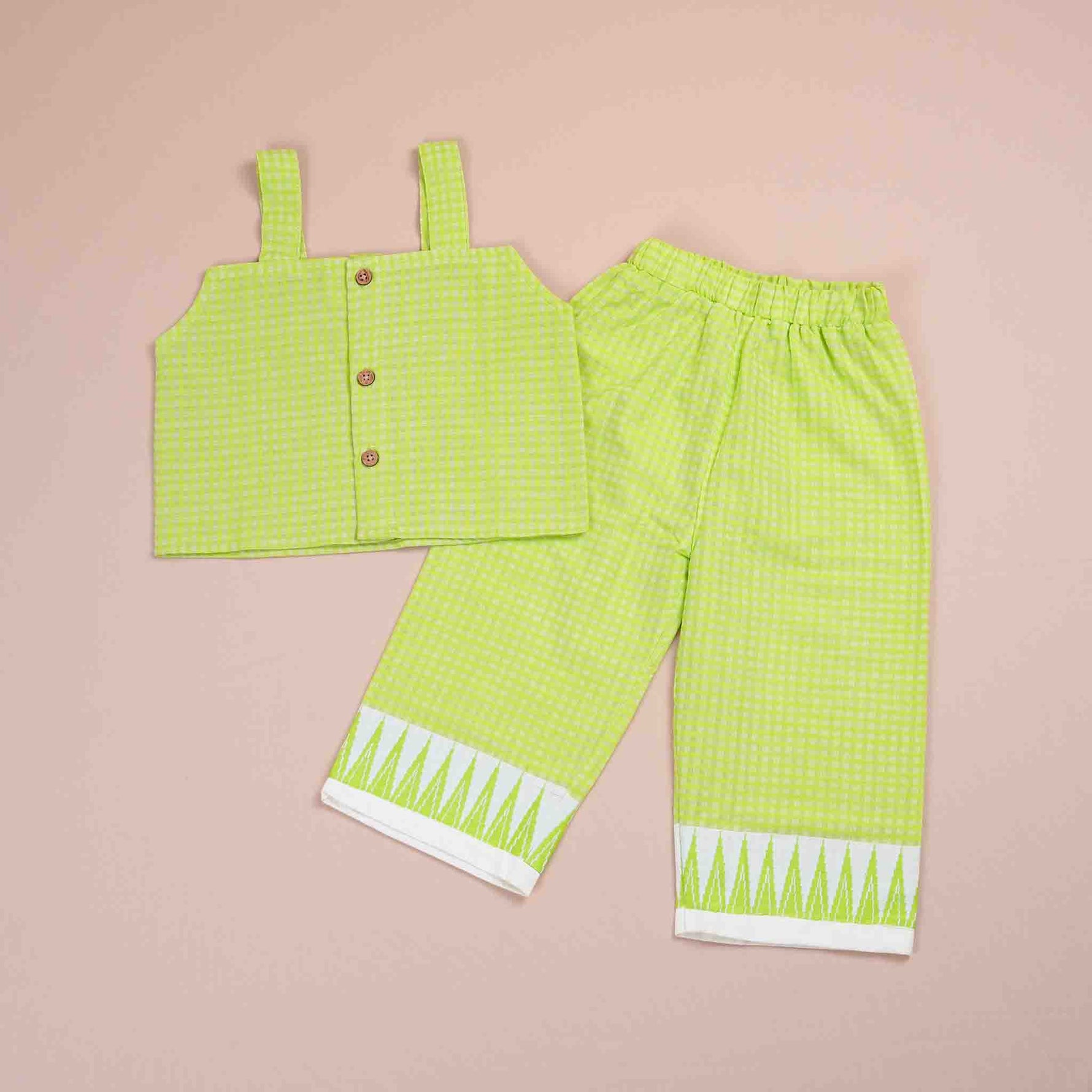 Trendy Lime Green Sleeveless Girls' CO-ORD Set – Cotton Comfort Boon Babies