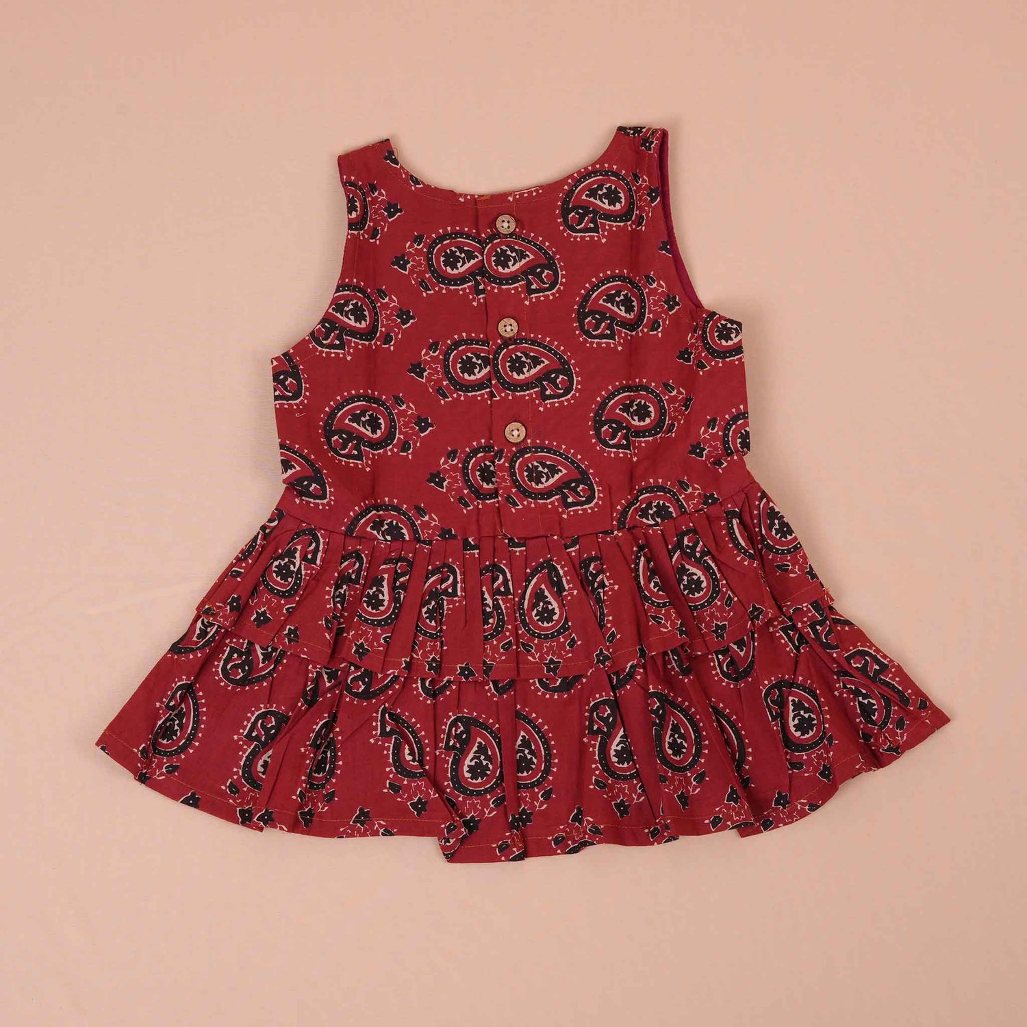 Elegant Maroon Paisley Cotton Girls CO-ORD SET – Trendy & Comfortable Boon Babies