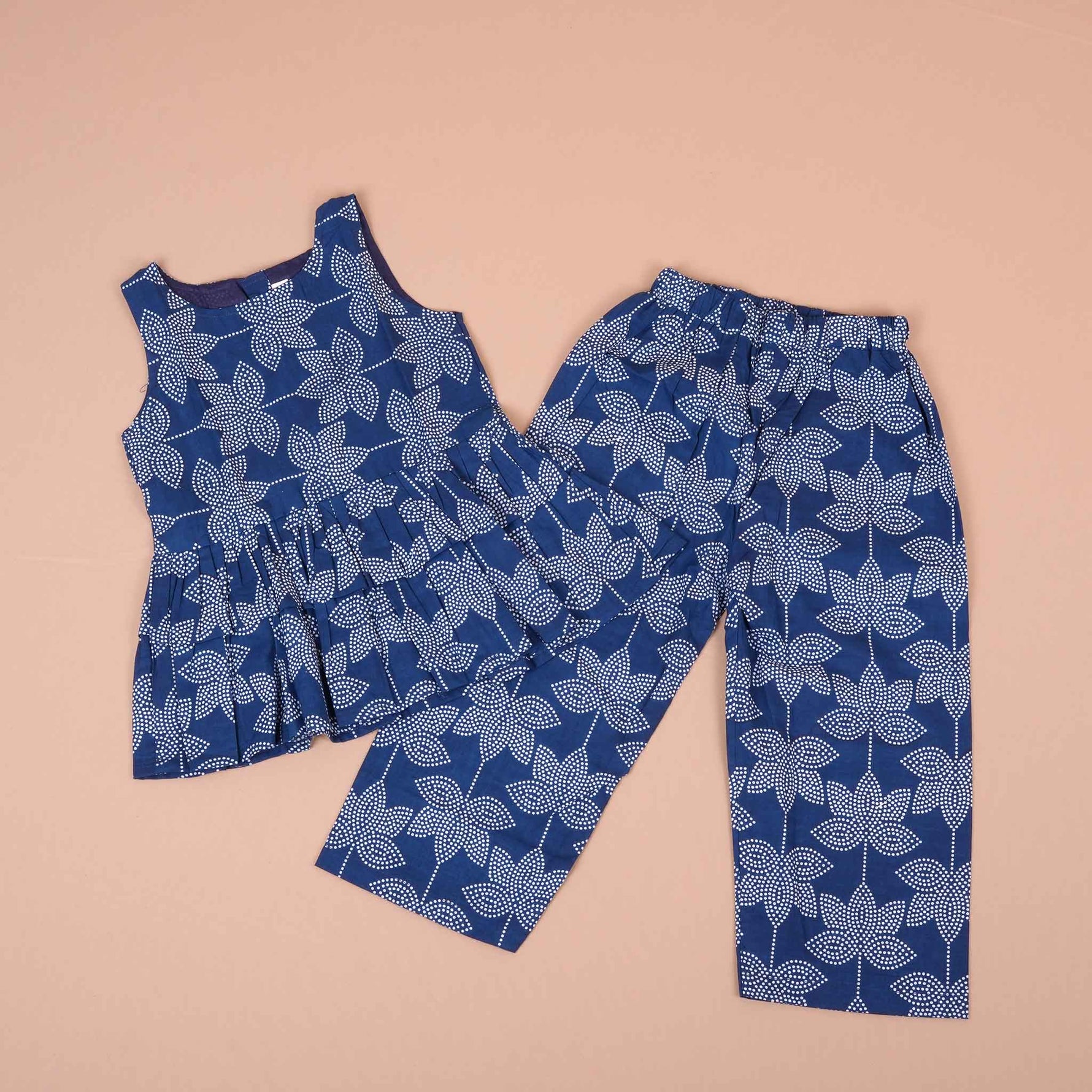 Trendy Navy Blue Star Print Cotton Girls CO-ORD SET – Soft & Stylish Boon Babies