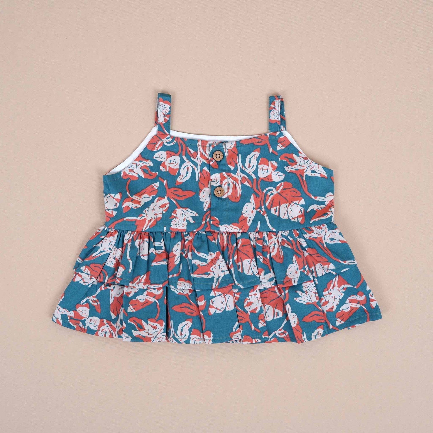 Girls Cotton Co-Ord Set - Ocean Bloom Print