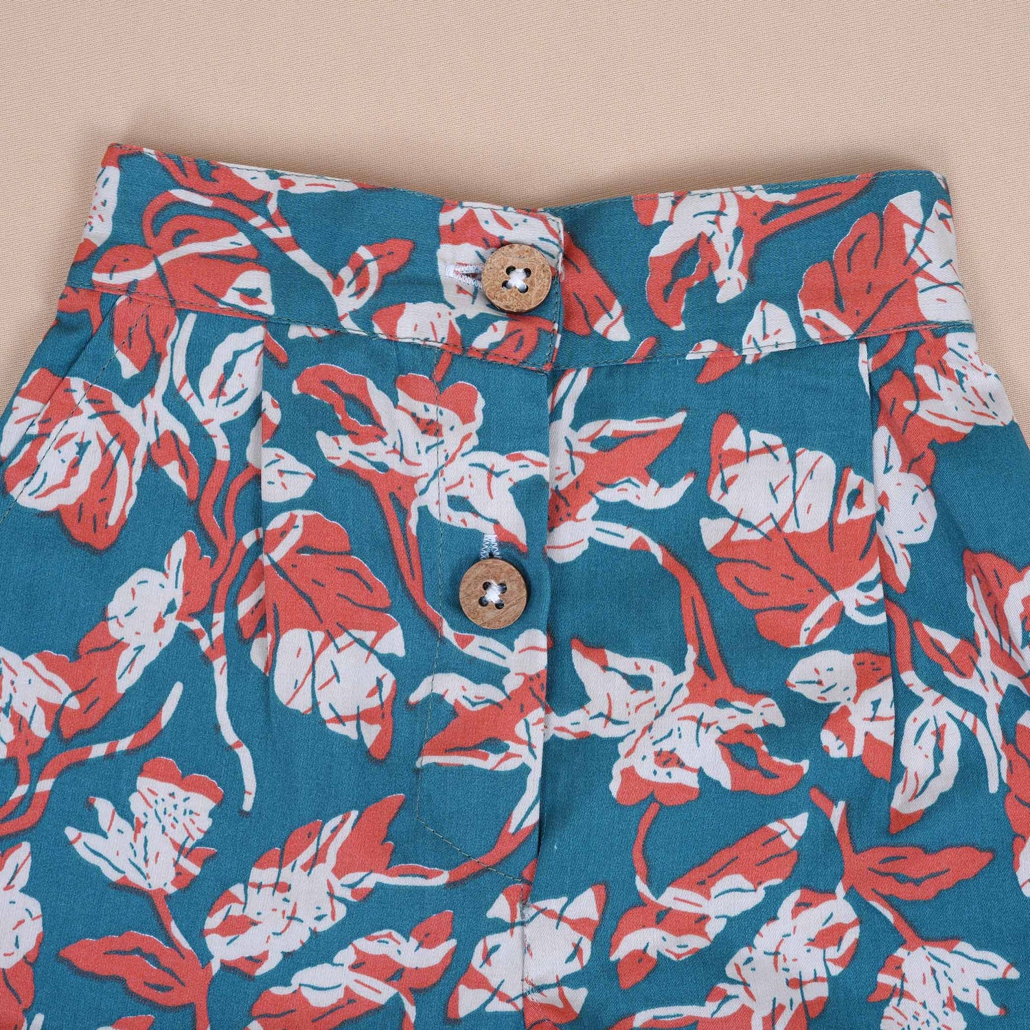 Girls Cotton Co-Ord Set - Ocean Bloom Print