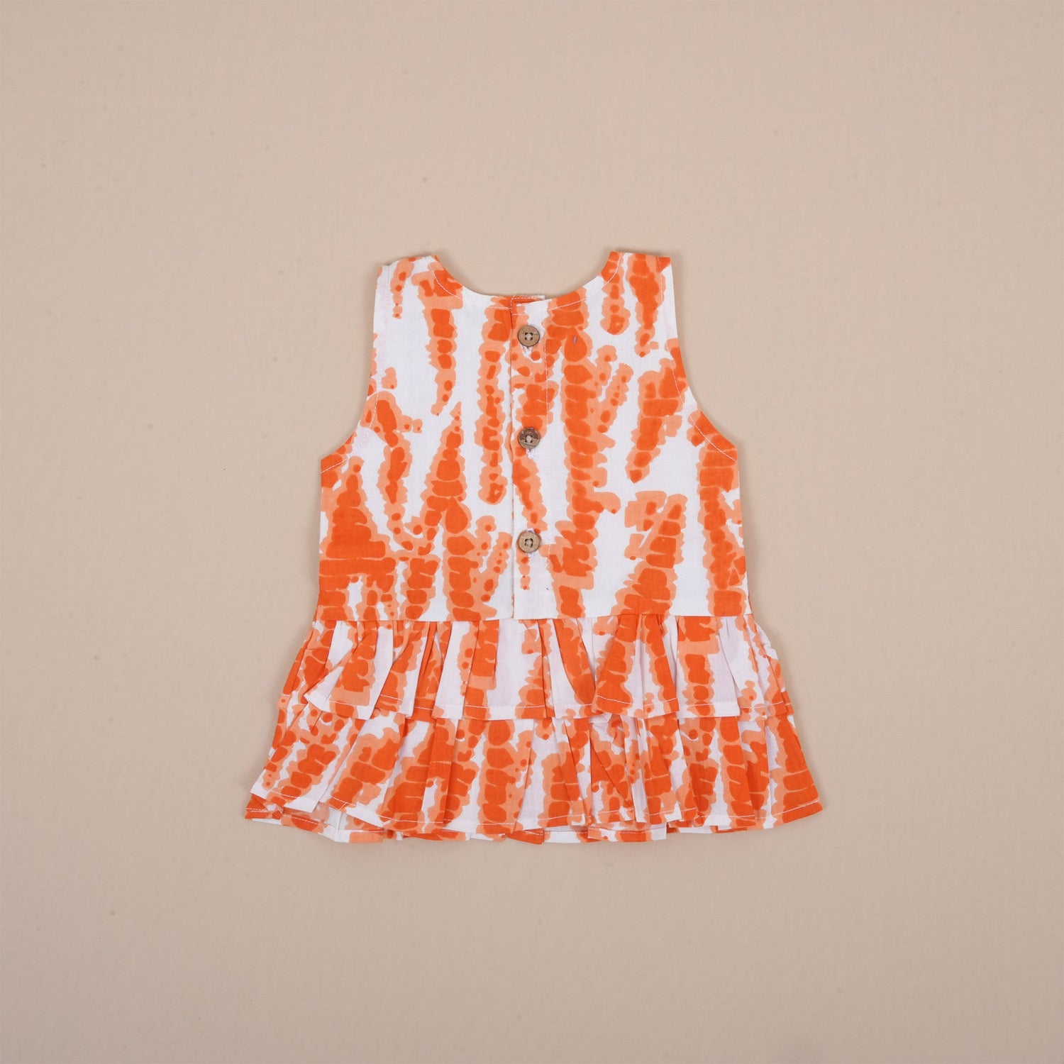 Vibrant Orange Tie-Dye Girls Co-ord Set with Pant – Festive Silk Style