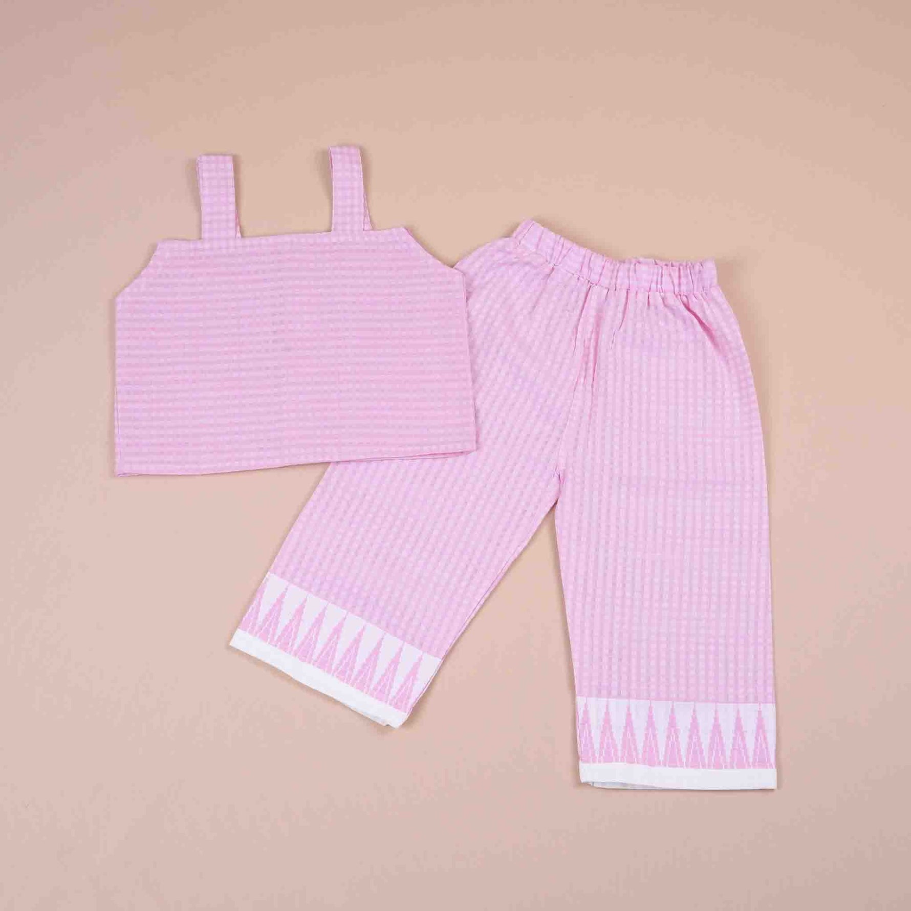 Adorable Pink Sleeveless Girls' CO-ORD Set – Cotton Outfit Boon Babies