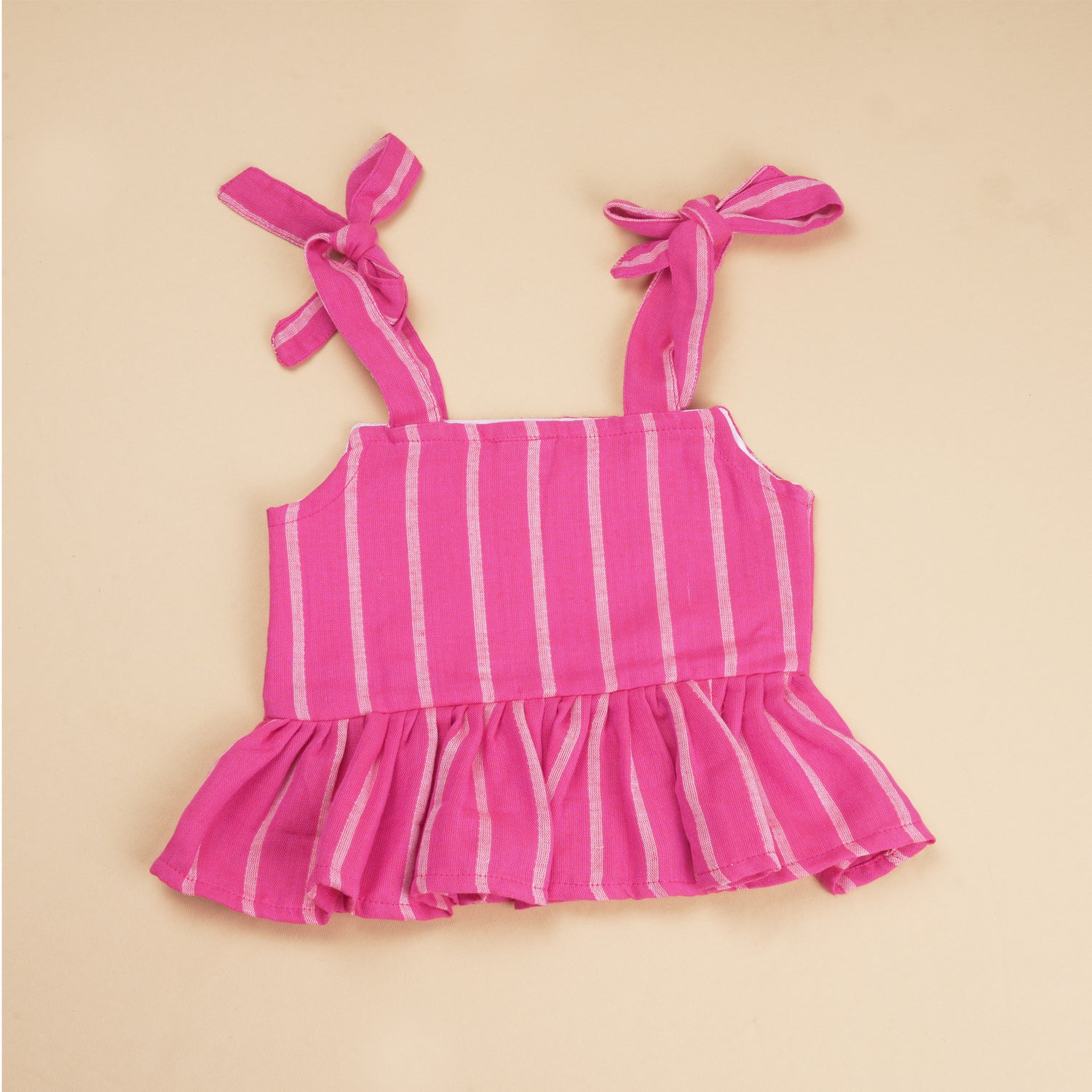 Girls Cotton Top & Pant Set – Pink Striped Casual Outdoor Wear