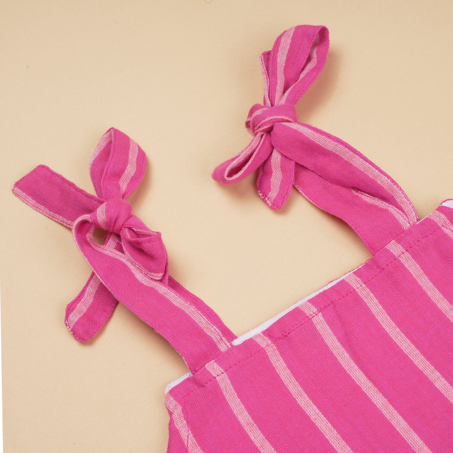 Girls Cotton Top & Pant Set – Pink Striped Casual Outdoor Wear