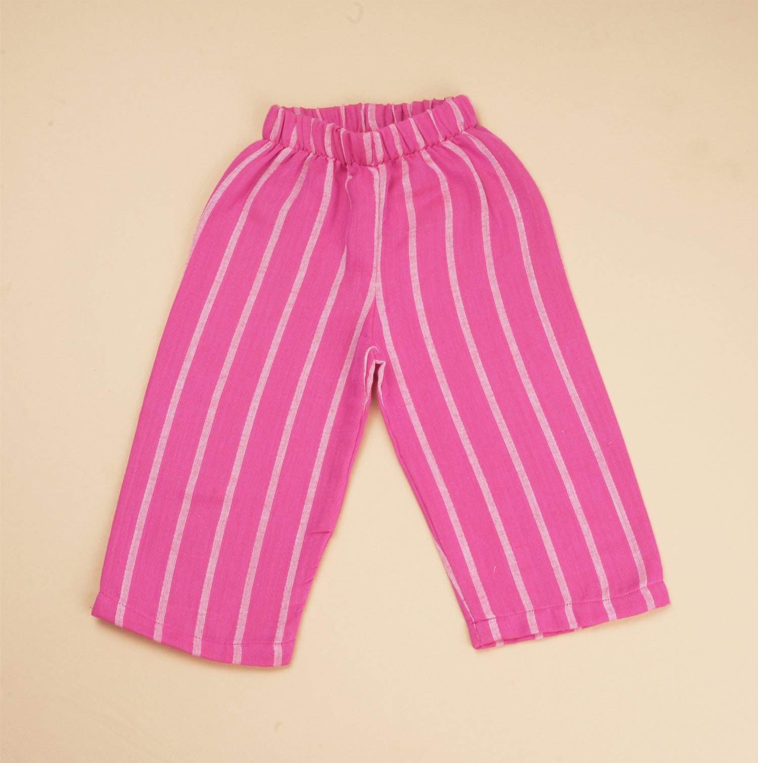 Girls Cotton Top & Pant Set – Pink Striped Casual Outdoor Wear