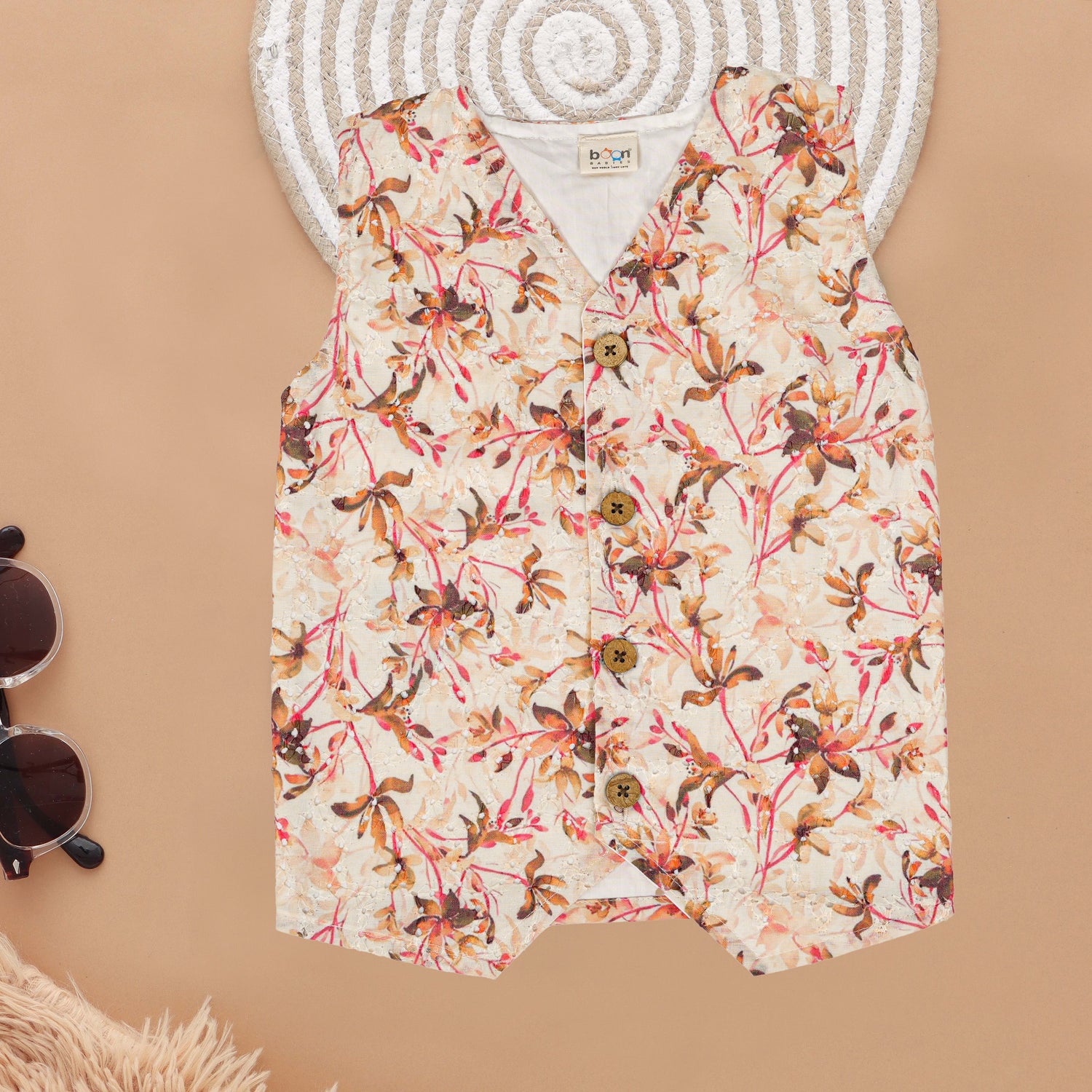 Vintage Petals Cream Hakkoba Girls' Co-Ord Set – Elegant & Breezy Boon Babies