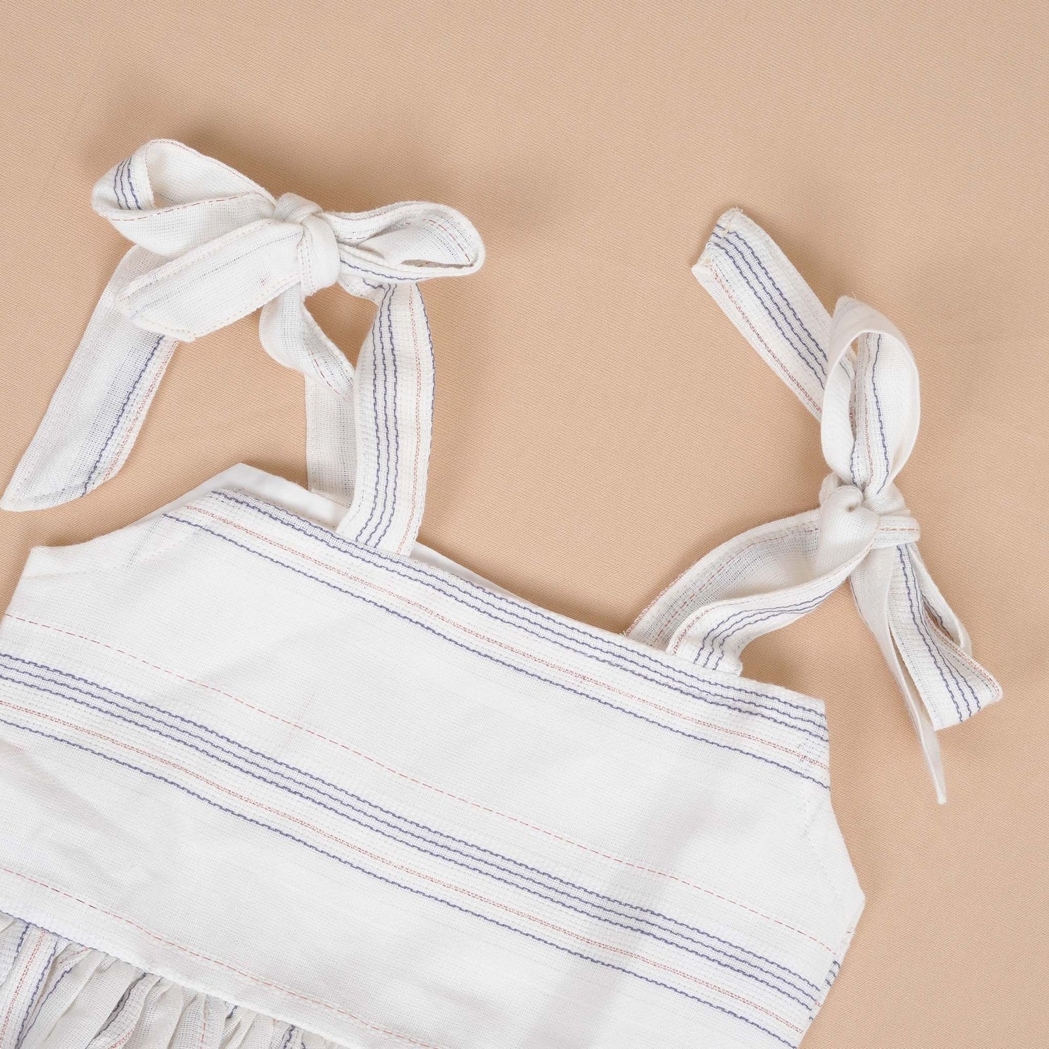 Co-ord Set Tie Model for Girls - Chic Striped Cotton Outfit