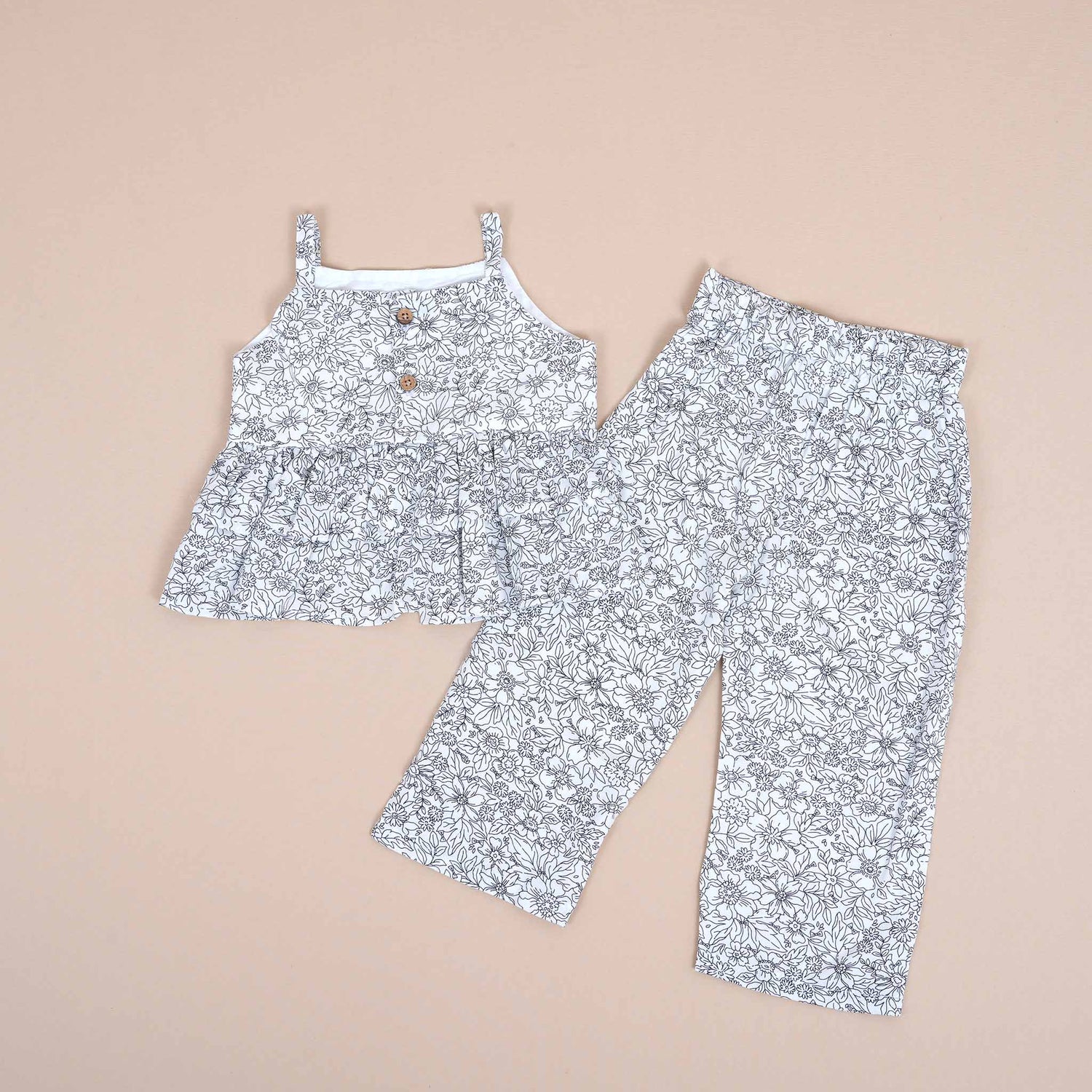 Girls Cotton Co-Ord Set - Botanical Print