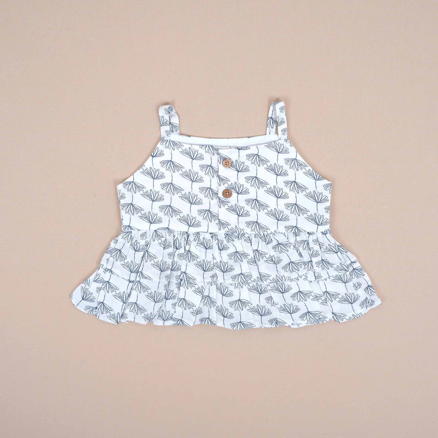 Girls Cotton Co-Ord Set - Monochrome Floral