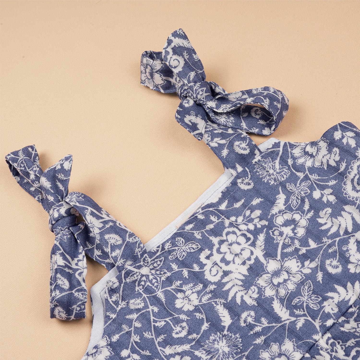 Girls Cotton Top & Pant Set – Elegant Blue Floral Casual Wear