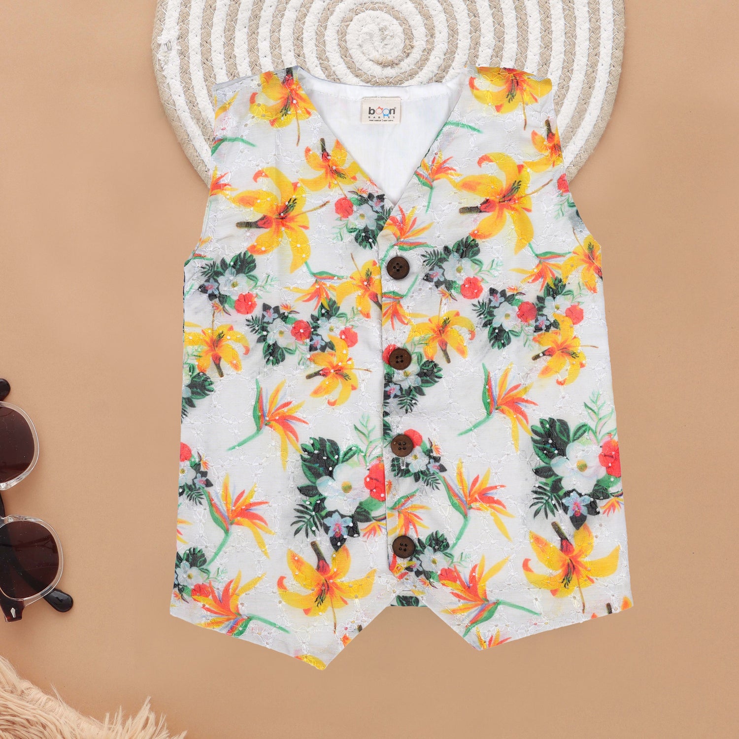 Tropical Bliss Yellow Floral Hakkoba Girls Co-Ord Set – Breezy & Stylish Boon Babies