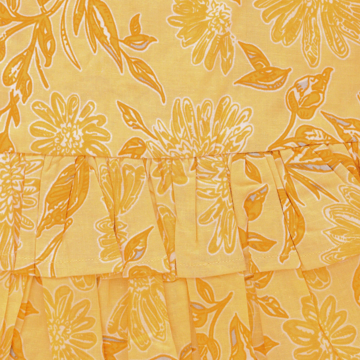 Yellow Floral Cotton Top & Pant Set with Ruffle Detail – Baby Girls